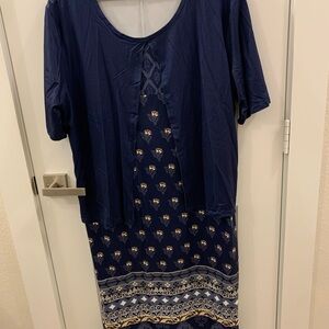 Navy Blue Dress with Short Sleeves